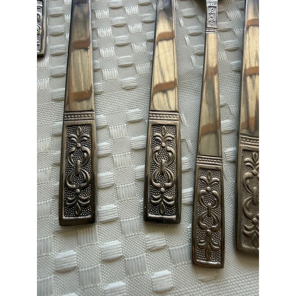 104 Pc Customcraft Taiwan Stainless Flatware Silverware Lot MCM Floral Scroll